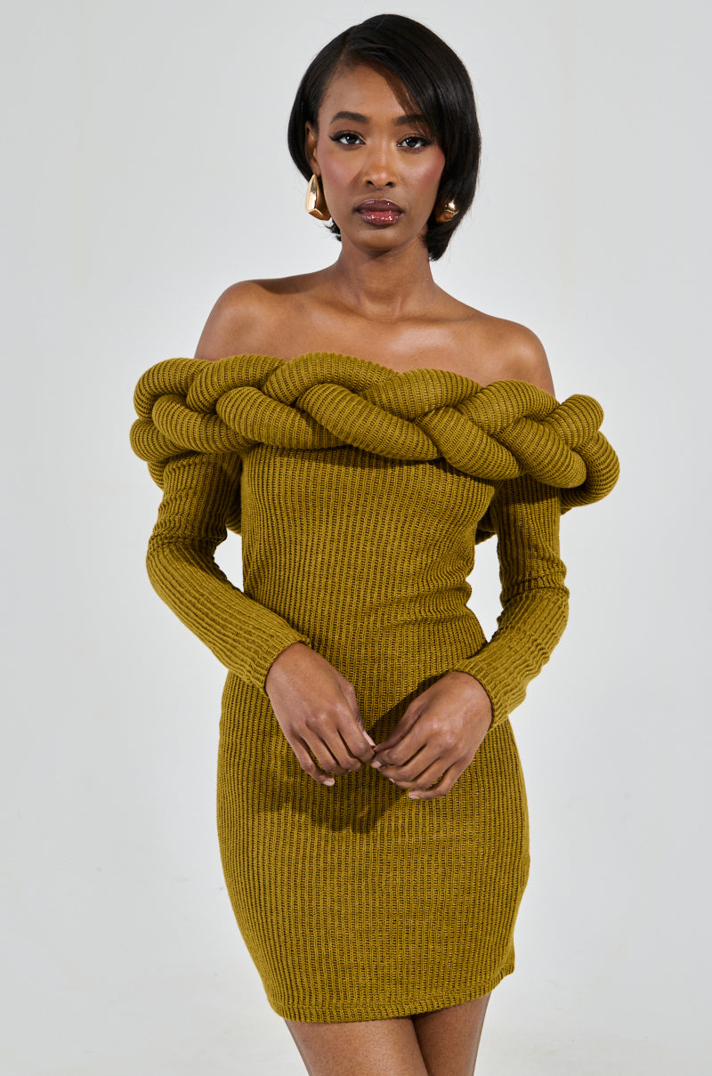 yellow off the shoulder sweater dress Ediodpoh Sweater Dress for Women Mid Length off The Shoulder Waist for Autumn Winter Fashion Yellow S