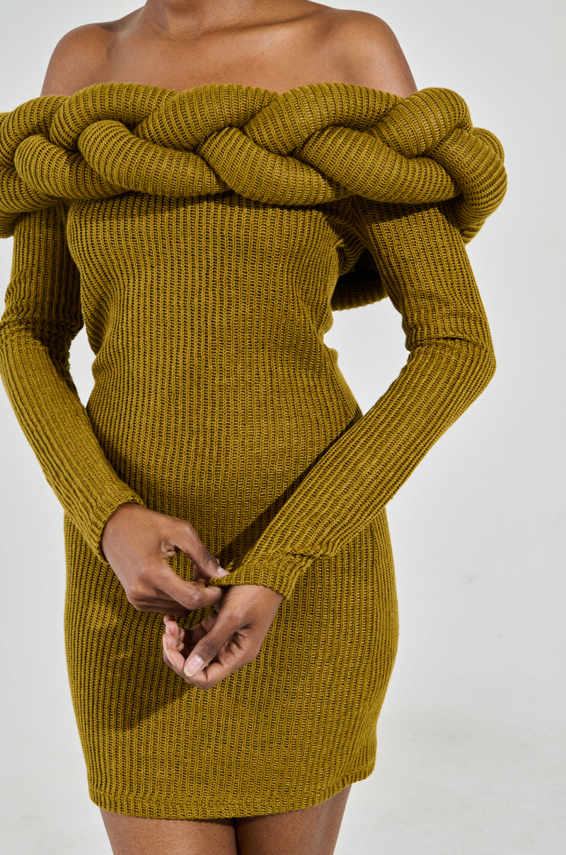 knit plaiting dress NOT IN THE MOOD KNIT BRAIDED MINI DRESS