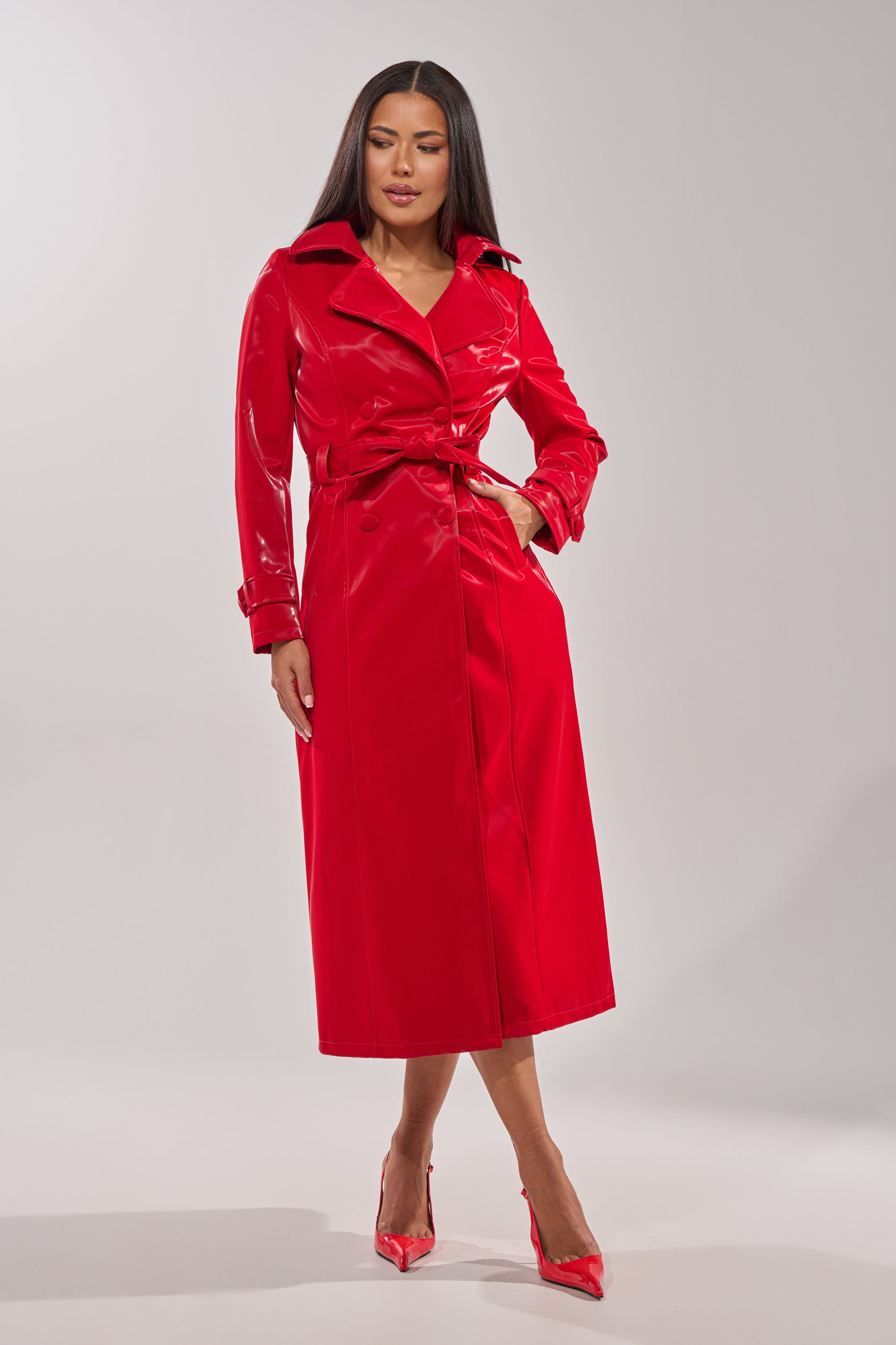 DOZEN ROSES LIQUID VELVET TRENCH – AKIRA
