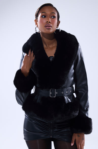 KYLA FUR TRIM MOTO – AKIRA