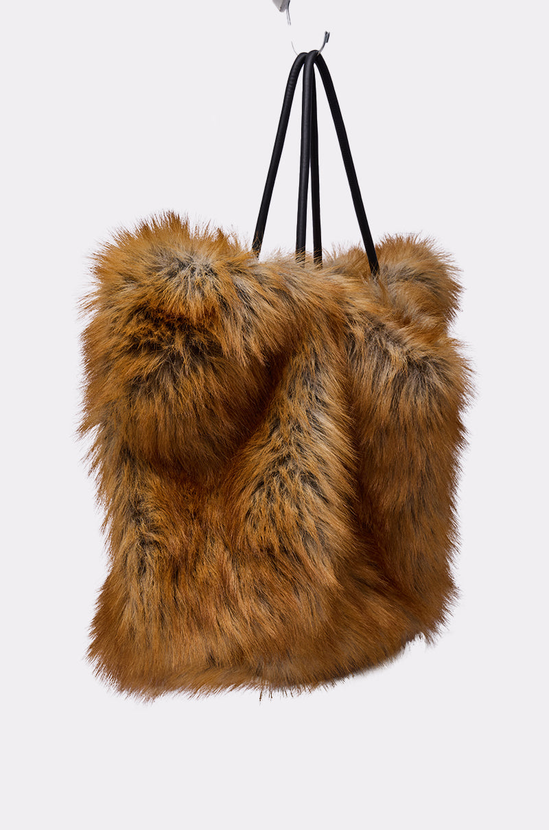 HERE FOR A GOOD TIME FAUX FUR TOTE – AKIRA