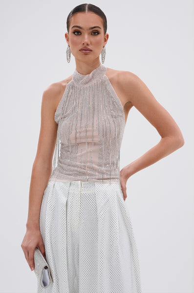 ALL SEASON RHINESTONE MOCK NECK TOP – AKIRA