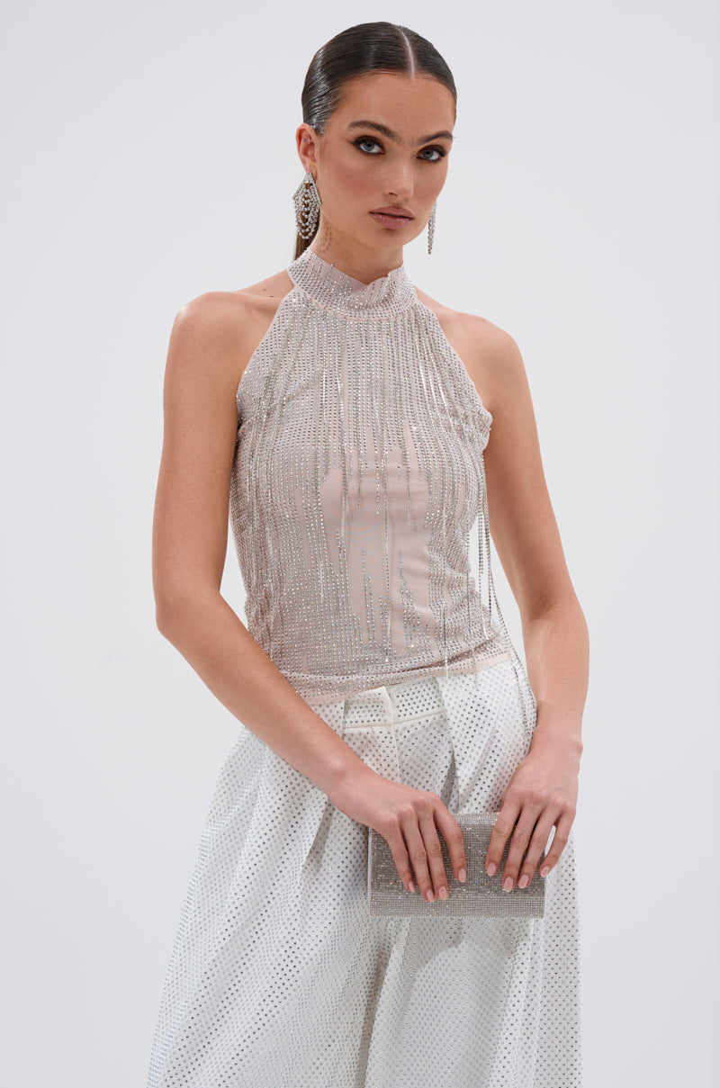 タンクトップ AAKAM Rhinestone Slit Sleeveless 5SH061 Rhinestone Paisley Nikki Top – Cinq à Sept