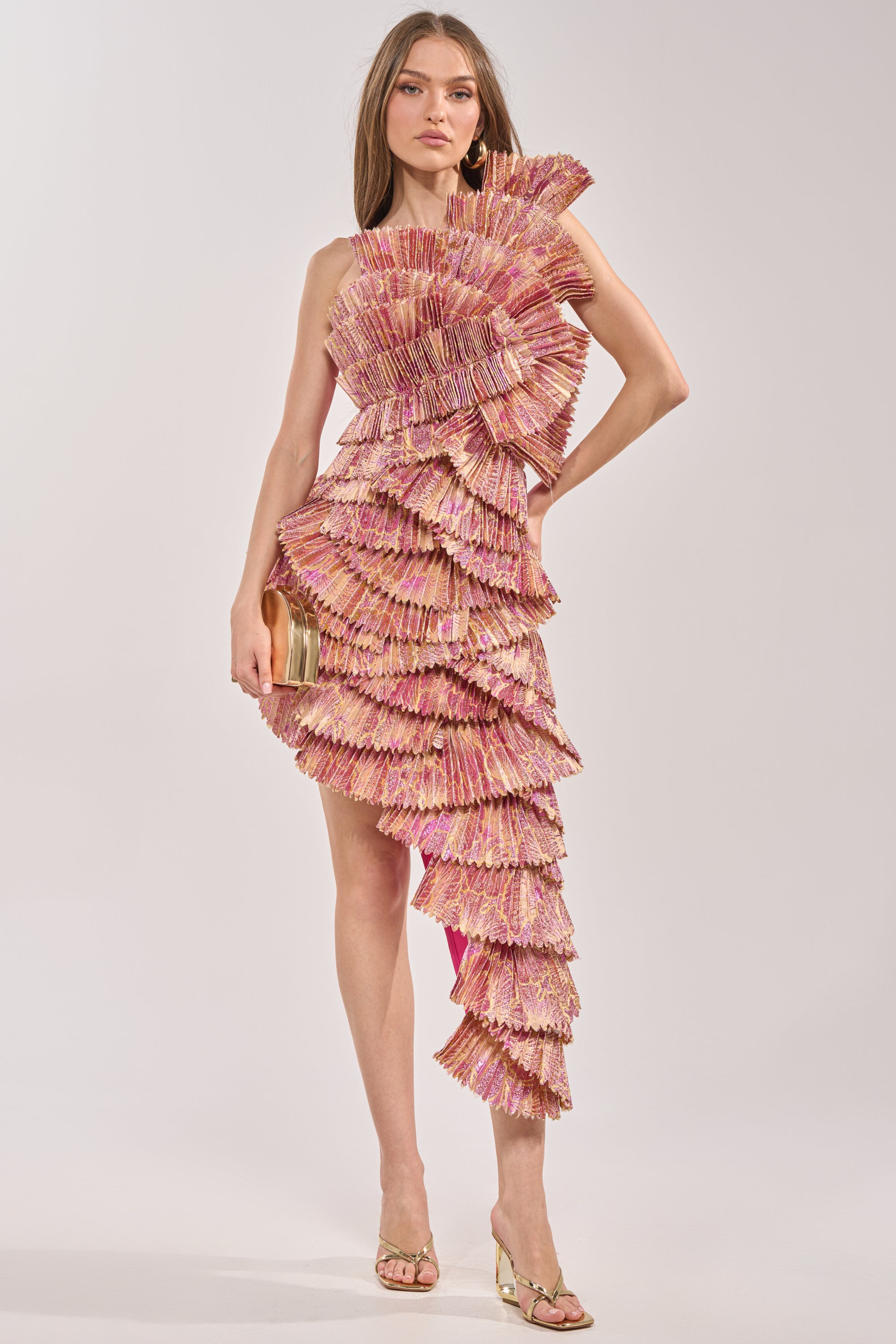 AKIRA Lust For Life Asymmetrical Brocade Mini Dress
