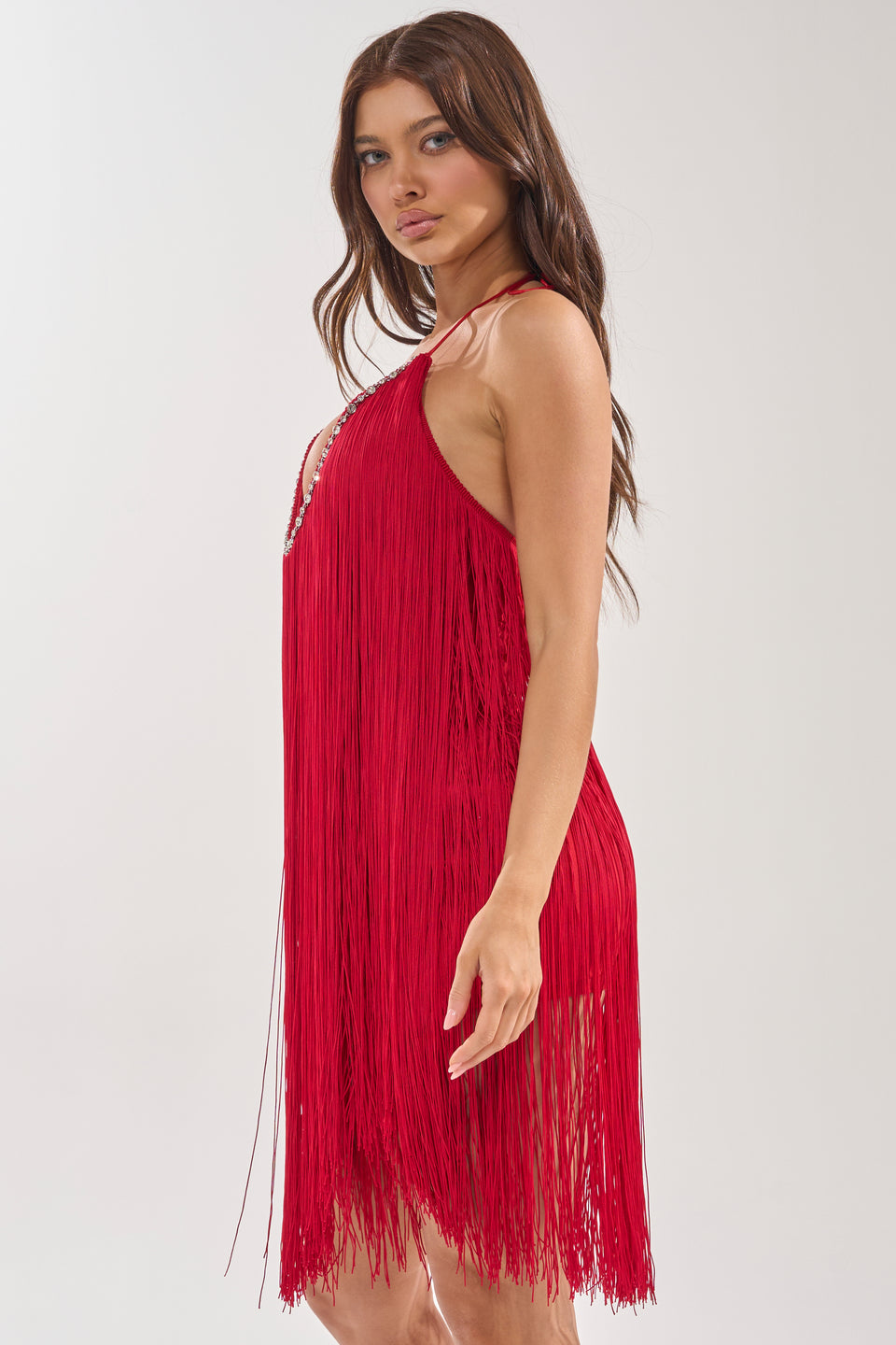 women's fringe dress AKIRA Let's Celebrate Fringe Mini Dress | Red