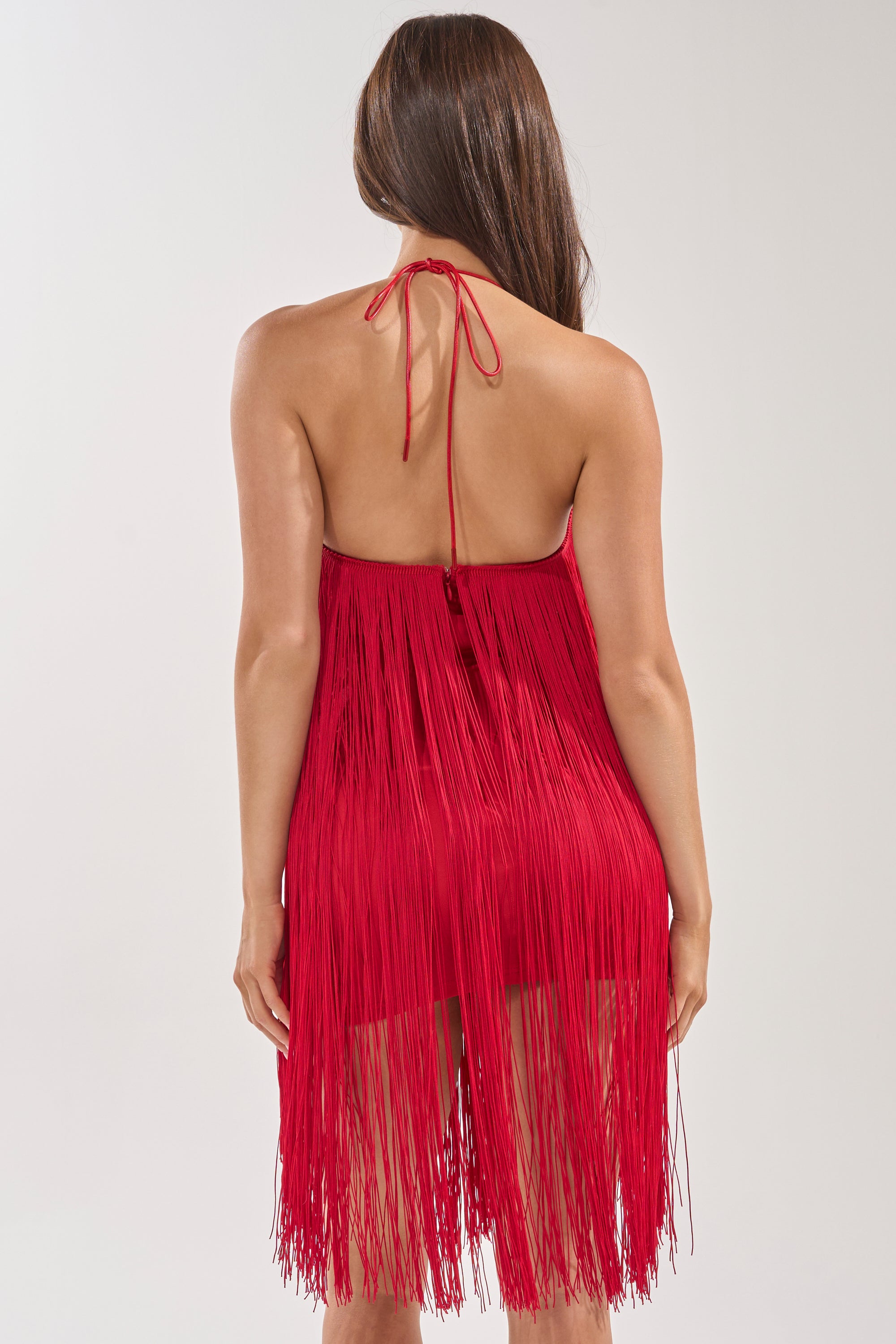 christmas red and white dress LET'S CELEBRATE FRINGE MINI DRESS IN RED – AKIRA