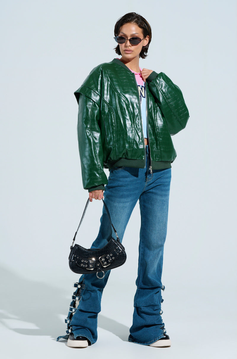★2025SS新作★KIRSH X VIVASTUDIO VEGAN LEATHER BOMBER JACKET Custom Vegan Leather Bomber Jacket, Custom Leather Jacket