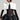 A person wearing dark sunglasses poses confidently in a fashion-forward outfit, featuring the RESERVATION AT 8 TIE DETAIL MESH LONG SLEEVE COLLARED TOP paired with a white structured cape, sheer mesh bodysuit, and a voluminous black leather skirt. They accessorize with a sleek black item.