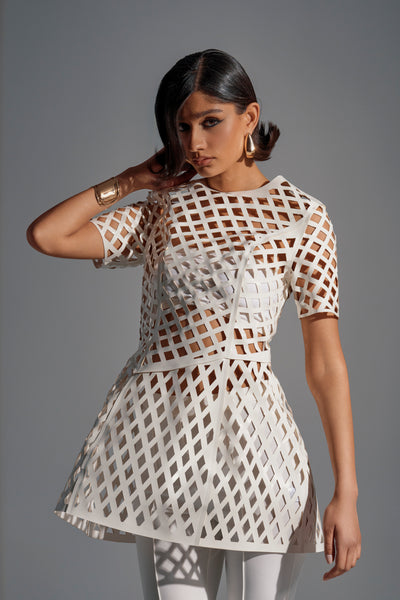 alexandria faux leather cut out dress SHE'S DIFFERENT MINI IN WHITE – AKIRA 96% polyester Size:Size 16W+ Tis The Season For maxi dresses near me