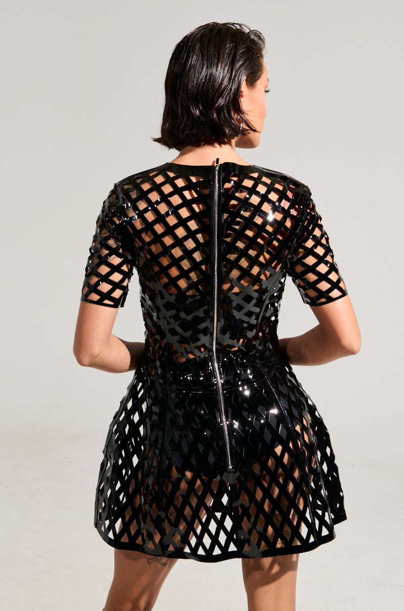 SHES DIFFERENT CUT OUT FAUX LEATHER MINI DRESS AKIRA SHES DIFFERENT CUT OUT FAUX LEATHER MINI DRESS AKIRA