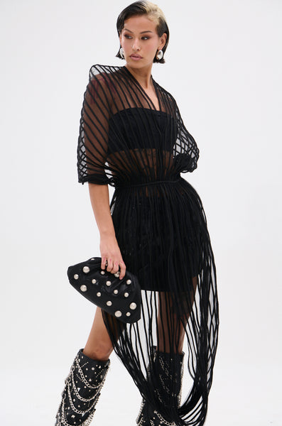 RIPPLING SHEER HALTER TOP – AKIRA