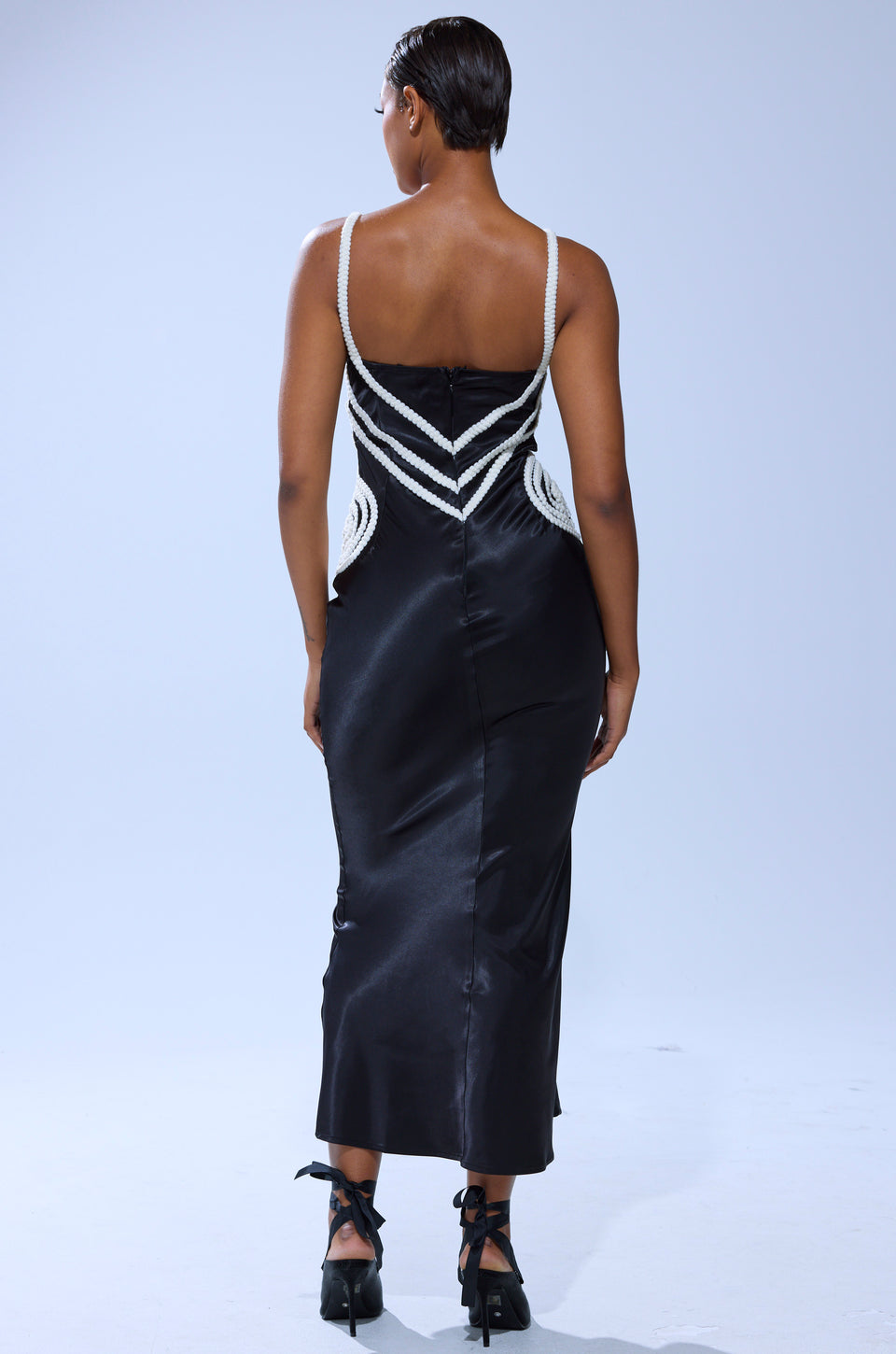 satin rope dress Saks Rope Strap Draped Satin Evening Dress