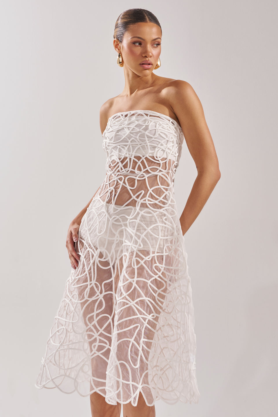 sheer dress with underlay A Line Gown with Sheer Underlay Isoude