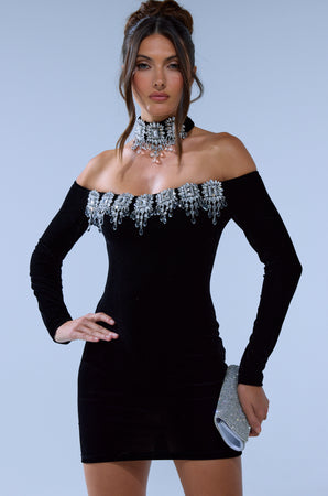 STAR OF THE NIGHT RHINESTONE MINI DRESS  AKIRA
