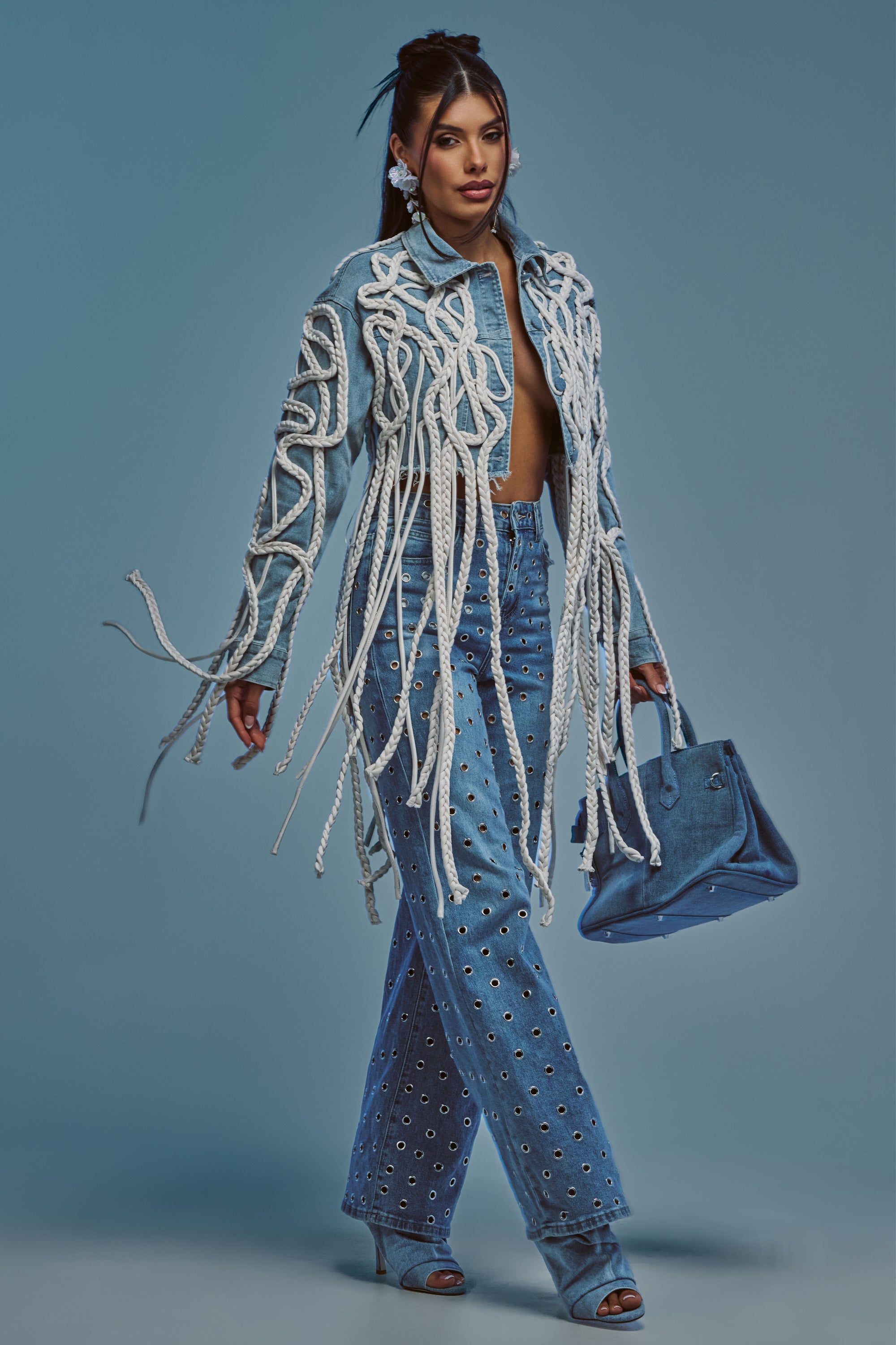 KEEP MOVING TASSEL DENIM JACKET