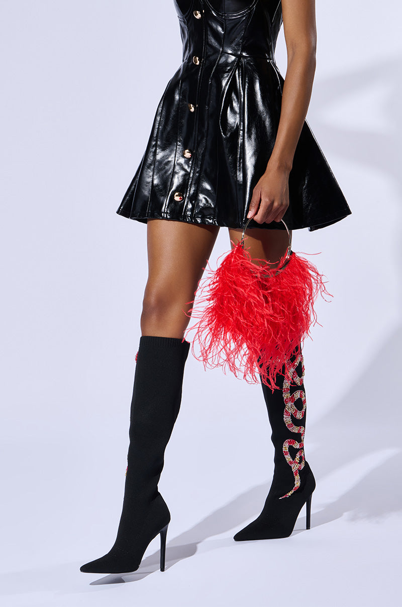 ブラックアンジェラ AZALEA WANG ZERAH BLACK EMBELLISHED SNAKE BOOT – AKIRA