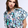 Front View A Girl Named Lucky Embellished Button Down Denim Crop Top