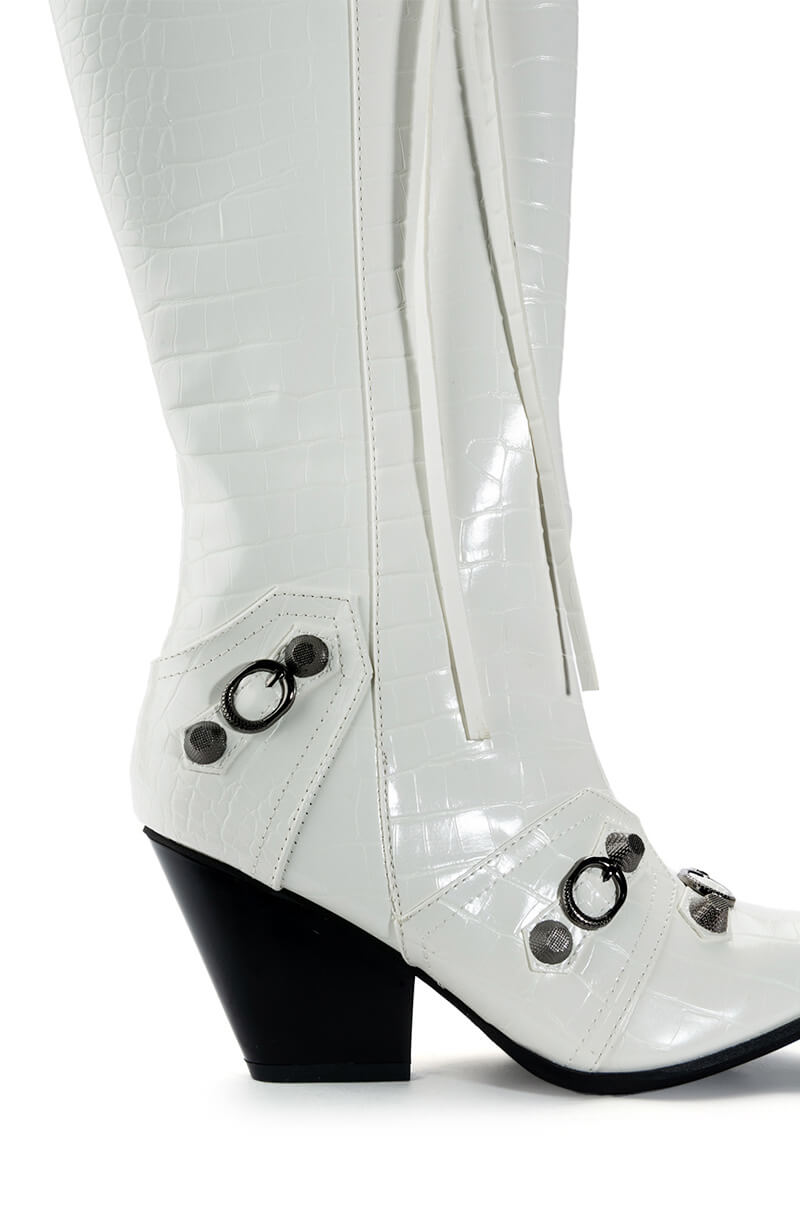 Full View A Good One White Croc Boot