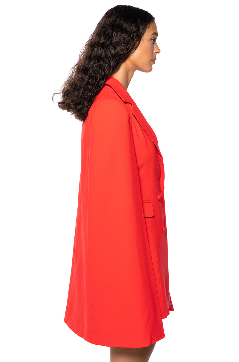 Full View A La Mode Mini Cape Blazer Dress In Pink