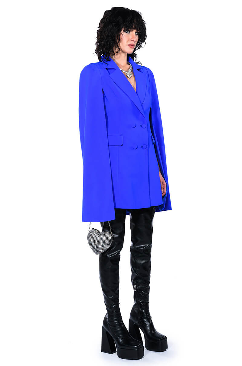 Extra View A La Mode Mini Cape Blazer Dress