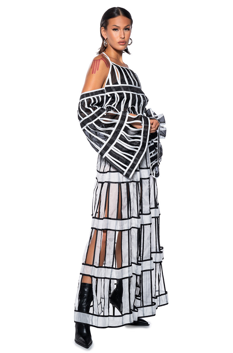 Back View A Timeless Beauty Chiffon Long Sleeve Blouse 2