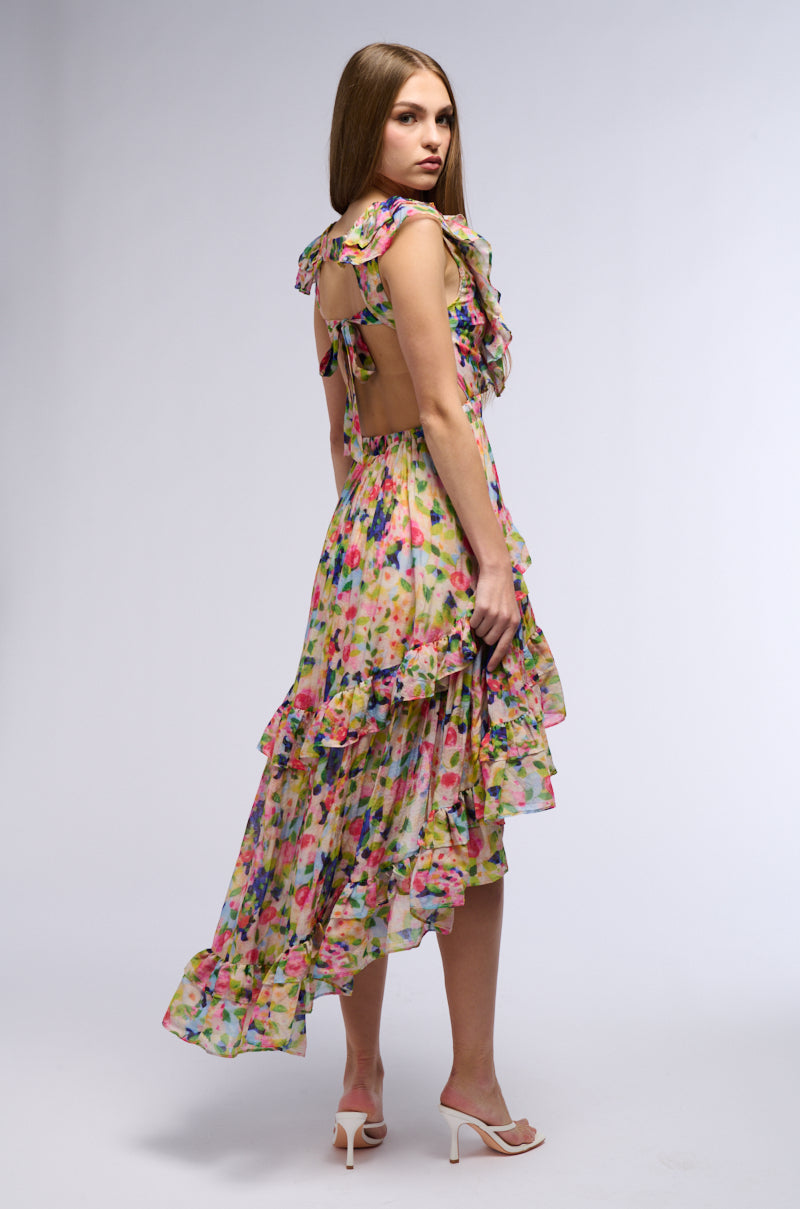 Full View A Work Of Art Printed High Low Mini Dress