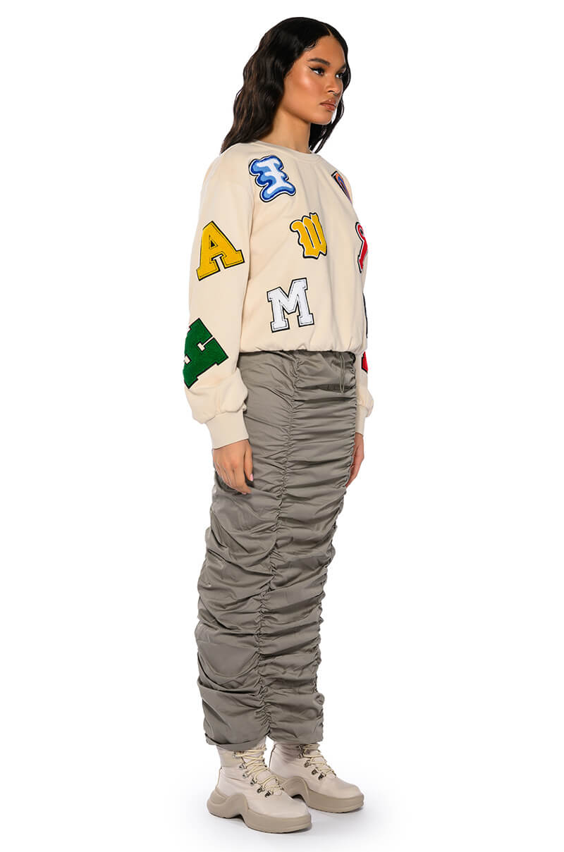 Detail View Abcdefu Patchwork Crew Neck Pull Over