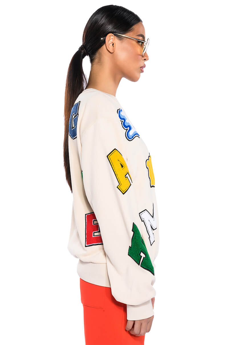 Full View Abcdefu Patchwork Crew Neck Pull Over
