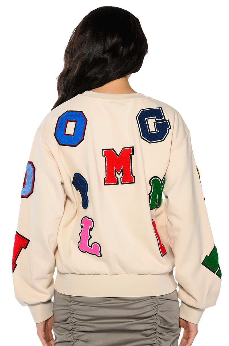 Extra View Abcdefu Patchwork Crew Neck Pull Over