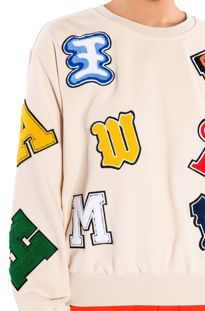 Extra View Abcdefu Patchwork Crew Neck Pull Over