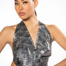 Front View Above All Metallic Crop Top