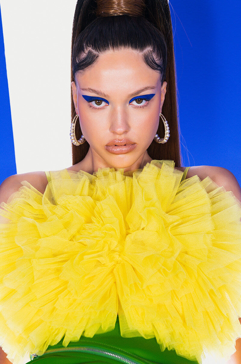 Front View Above The Crowd Ruffled Crop Top