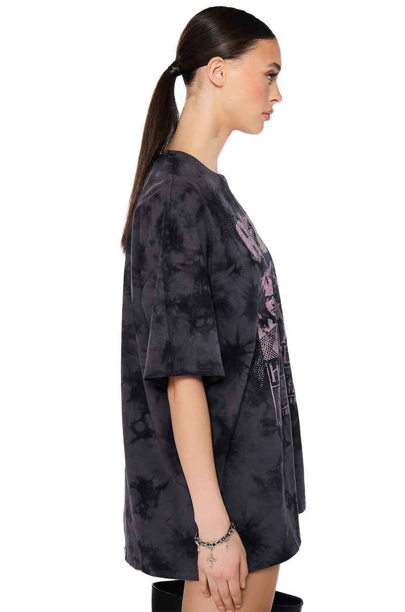 Back View Acdc Highway To Hell Rhinestone Star Graphic Tee 2