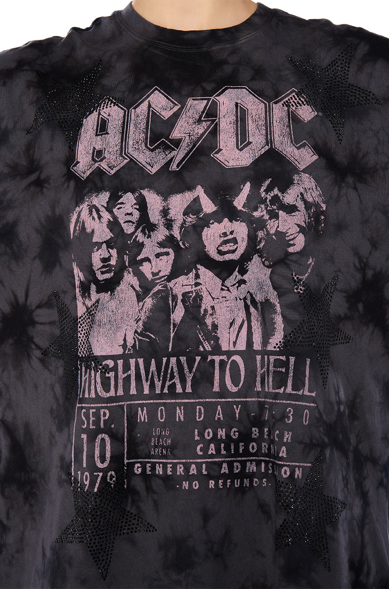 Full View Acdc Highway To Hell Rhinestone Star Graphic Tee 4