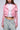 Front View Acerola Bling Rhinestone Sleeve Moto Jacket In Pink