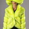 Front View Acid Mushroom Faux Fur Jacket