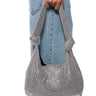 Front View Acting Up Knotted Rhinestone Shoulder Bag In Silver