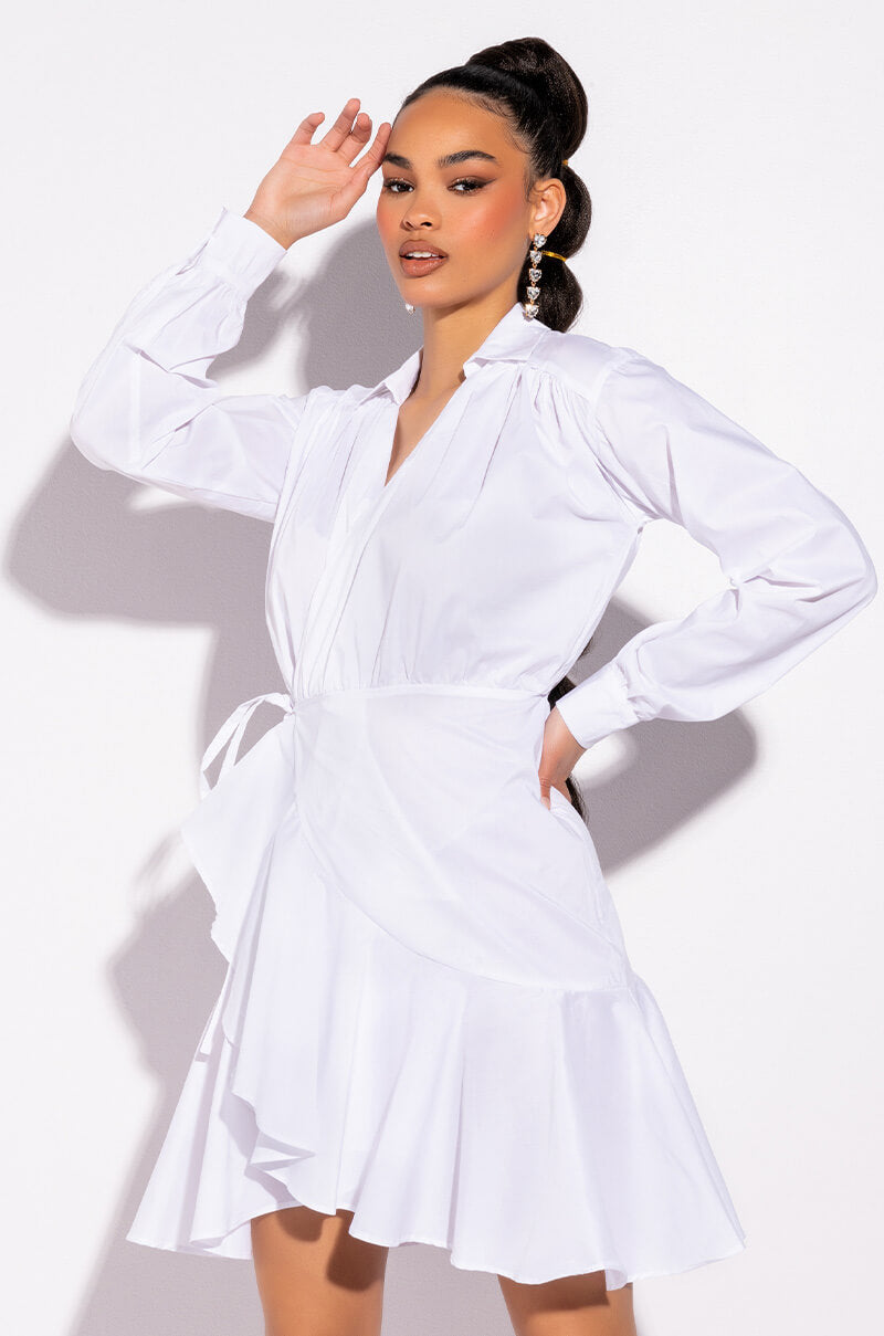 Front View Addicted To You Wrap Front Mini Dress