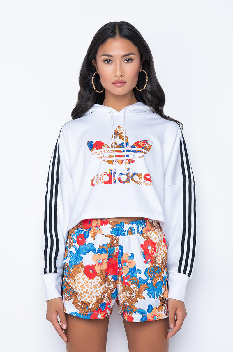 Side View Adidas Floral Boxy Hoodie
