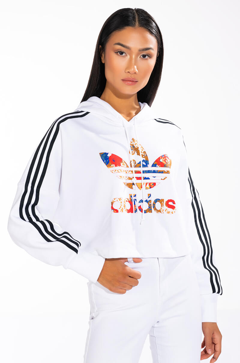 Side View Adidas Floral Boxy Hoodie