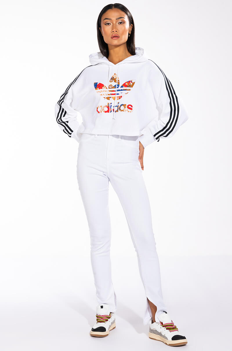 Back View Adidas Floral Boxy Hoodie