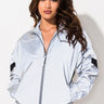 Front View Adidas Womens Refl Tracksuit in Reflective Silver