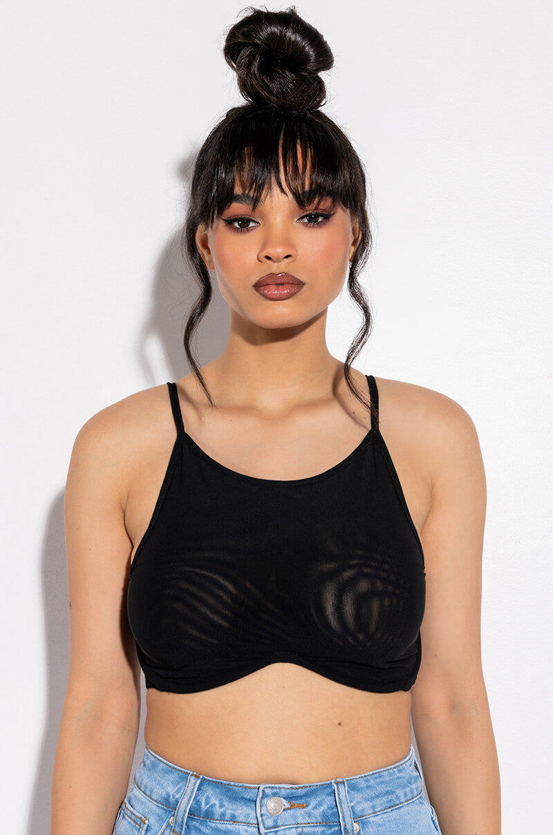 Front View Admire The Artwork Mesh Underwire Bralette