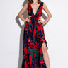 Front View Adore Printed Lace Up Maxi Dress