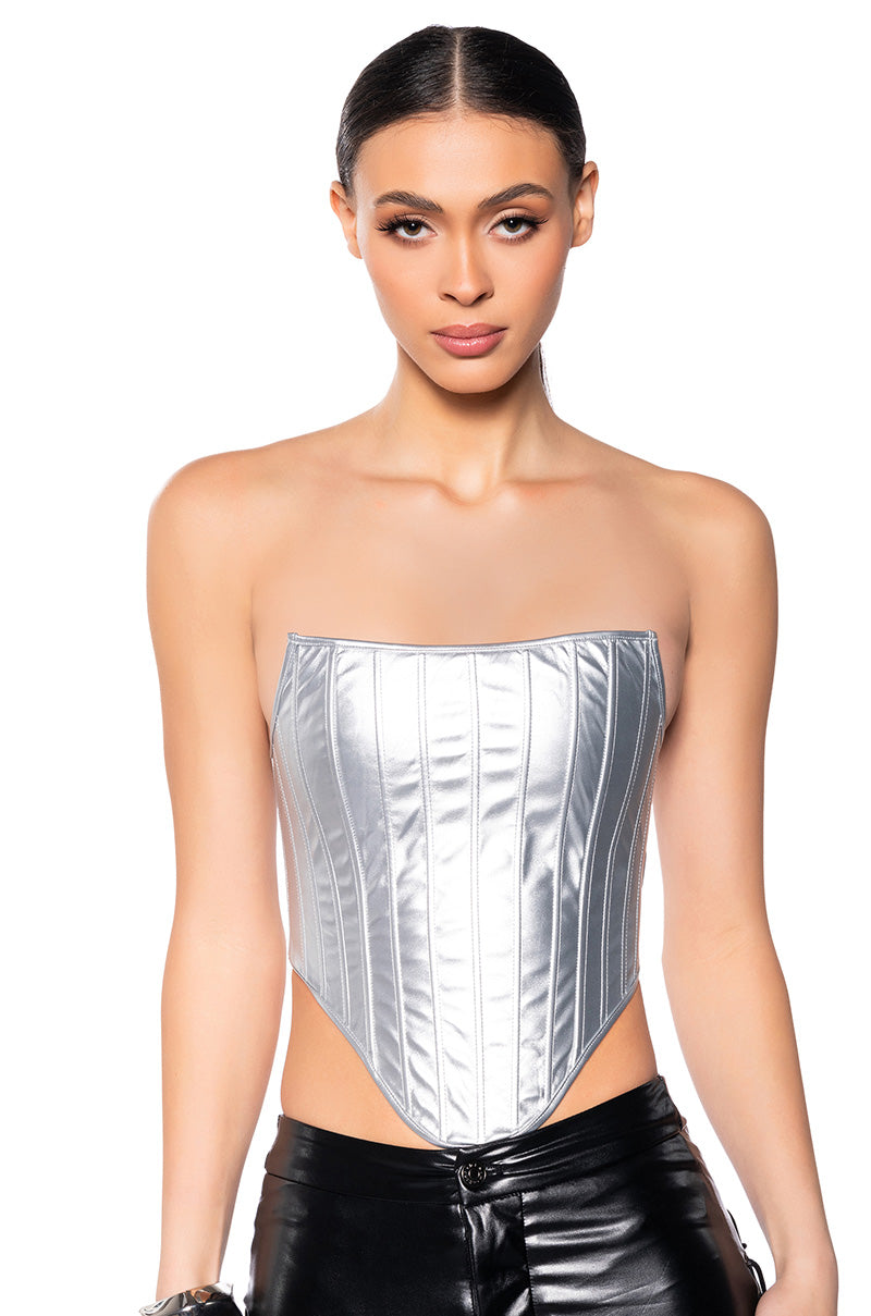 ADRIANNA METALLIC CORSET TOP view 0