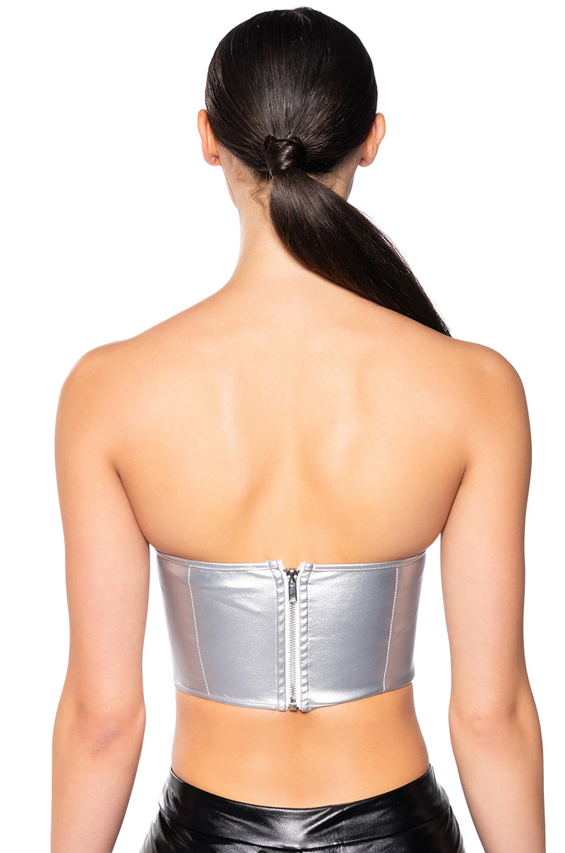 Detail View Adrianna Metallic Corset Top