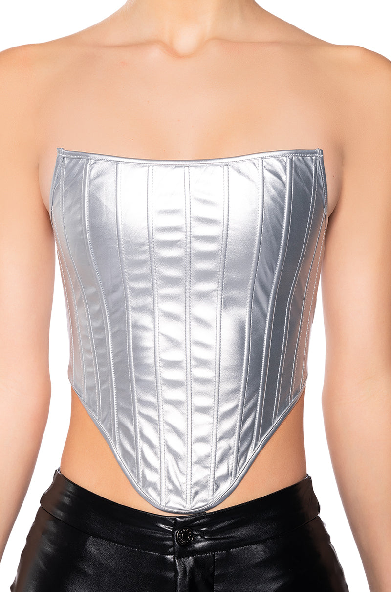 Full View Adrianna Metallic Corset Top