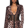Front View Adventurous Embellished Cheetah Corset Blazer
