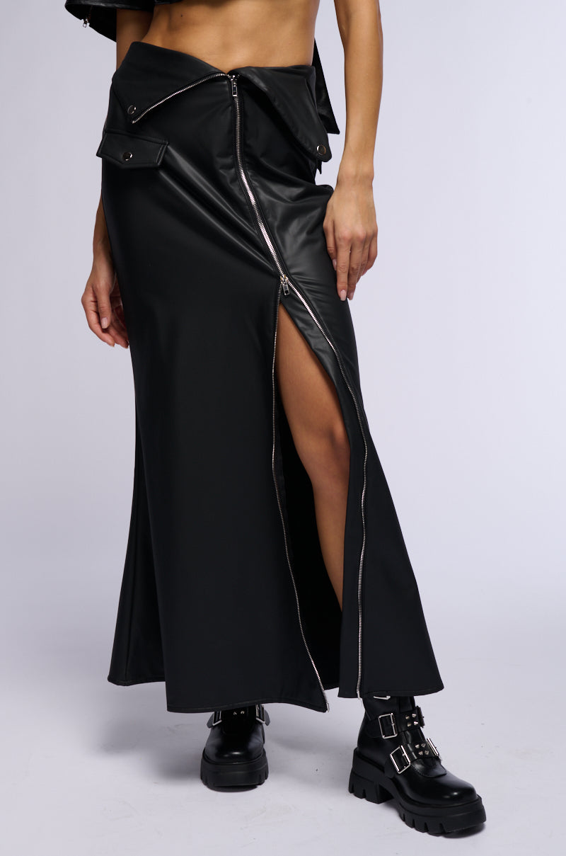 AFTER HOURS FRONT ZIP FAUX LEATHER MAXI SKIRT view 0