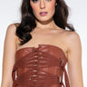 Front View After The After Party Lace Up Faux Leather Bustier